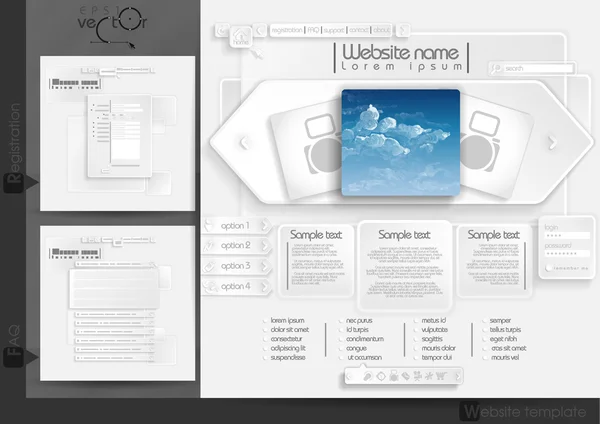 Plantilla de diseño del sitio web Menú Elementos — Archivo Imágenes Vectoriales