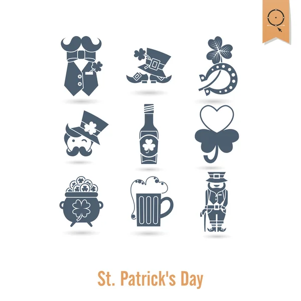 Saint Patricks Day Icon Set izole — Stok Vektör