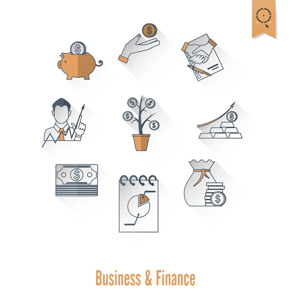 Ikona podnikání a financí nastavena — Stockový vektor
