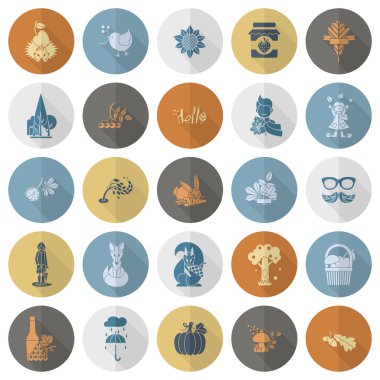 Düz sonbahar simgeler kümesi