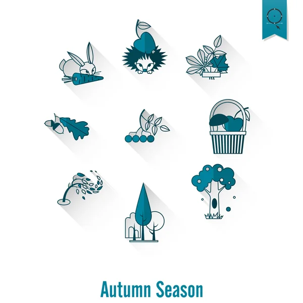 Set of Flat Autumn Icons — Stock Vector