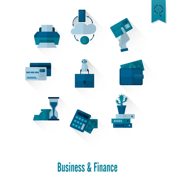 Conjunto de iconos de negocios y finanzas — Vector de stock