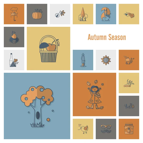 Set of Flat Autumn Icons — Stock Vector