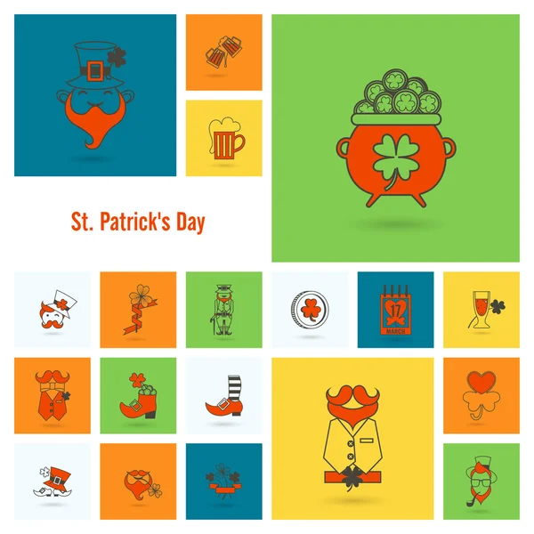 Set de iconos del día de San Patricio — Vector de stock