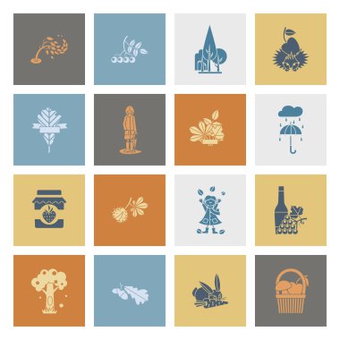 Düz sonbahar simgeler kümesi