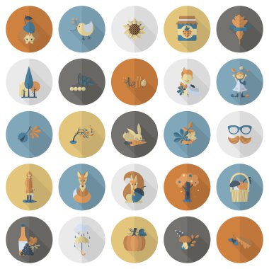 Düz sonbahar simgeler kümesi