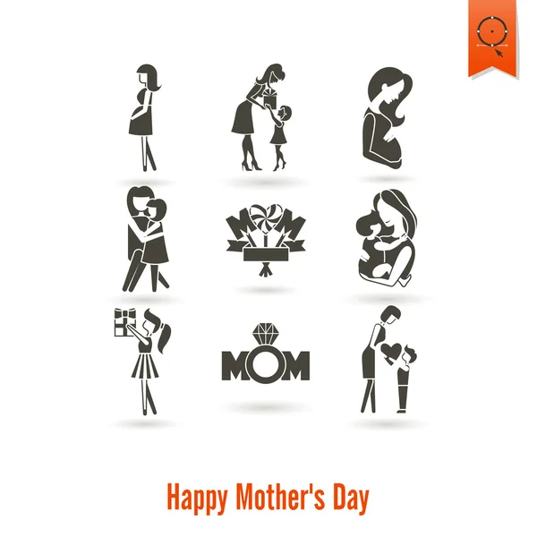 Happy Mothers Day Icônes — Image vectorielle