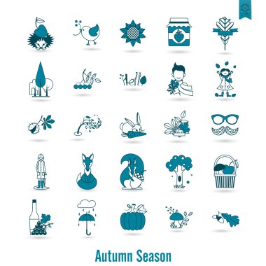 Düz sonbahar simgeler kümesi
