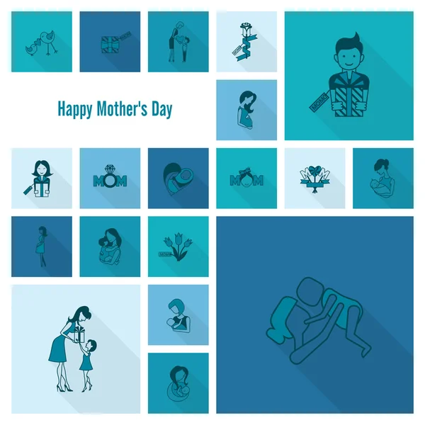 Happy Mothers Day Icônes — Image vectorielle