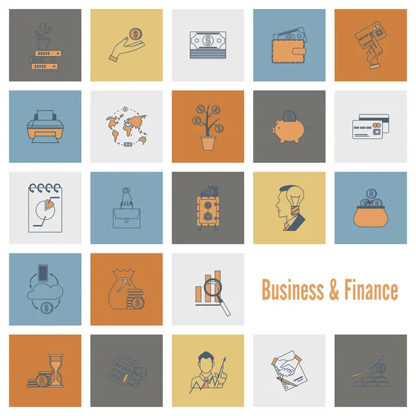 Conjunto de ícone de negócios e finanças — Vetor de Stock