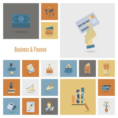 iş ve finans simgesi seti