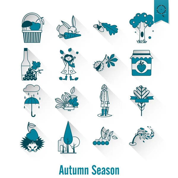 Set van plat herfst pictogrammen — Stockvector