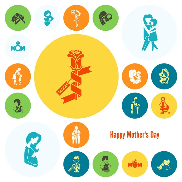 Happy Mothers Day Icons — Stock Vector