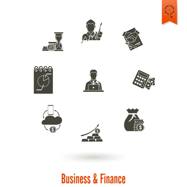 Business e finanza icona set — Vettoriale Stock