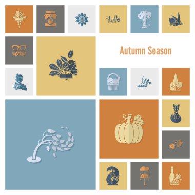 Düz sonbahar simgeler kümesi