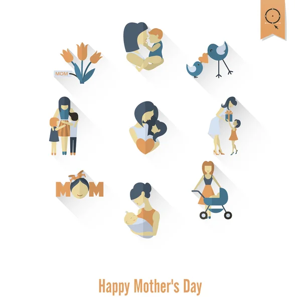 Happy Mothers Day pictogrammen — Stockvector