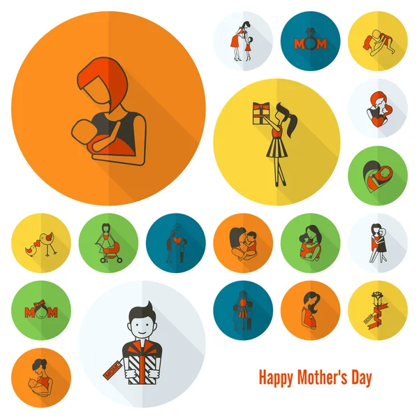 Feliz Día de las Madres Iconos — Vector de stock