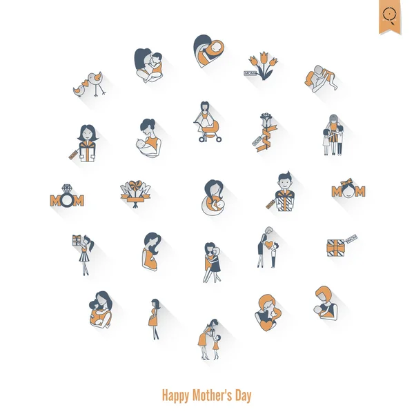 Happy Mothers Day Icons — Stock Vector