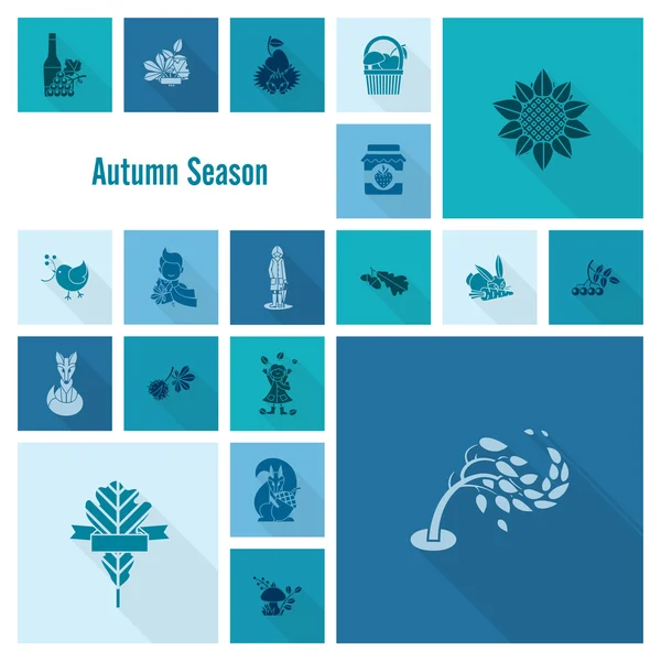 Set of Flat Autumn Icons — Stock Vector