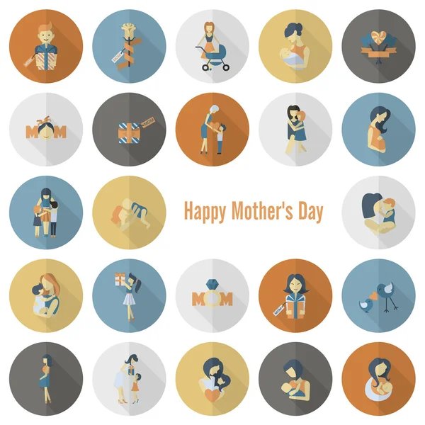 Happy Mothers Day Icons — Stock Vector