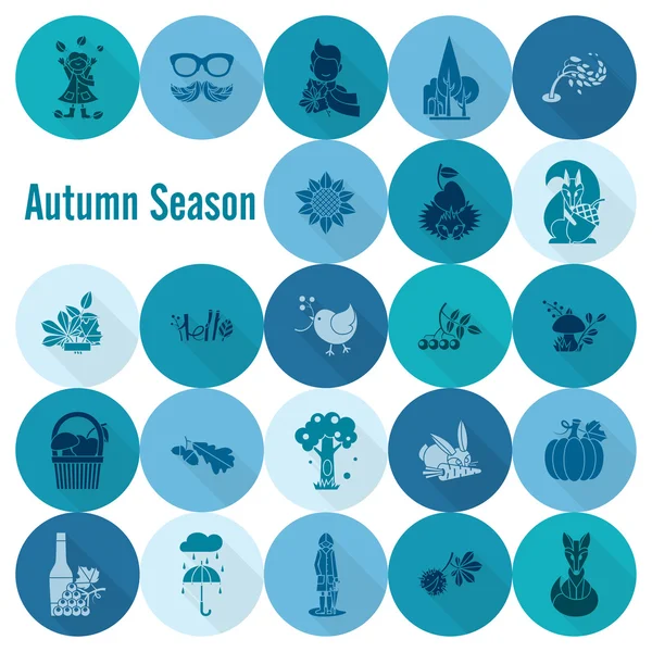 Set of Flat Autumn Icons — Stock Vector