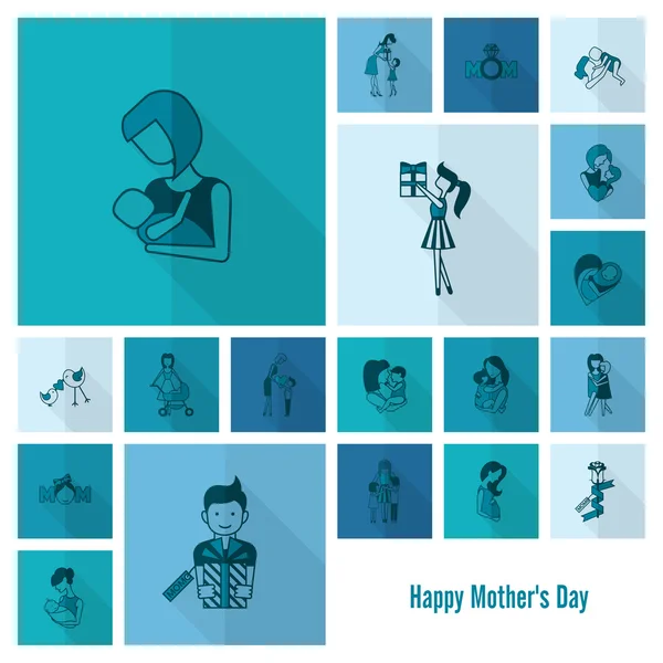 Happy Mothers Day Icons — Stock Vector