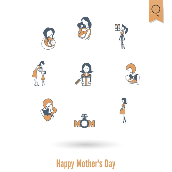 Happy Mothers Day Icons — Stock Vector