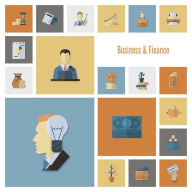 iş ve finans simgesi seti