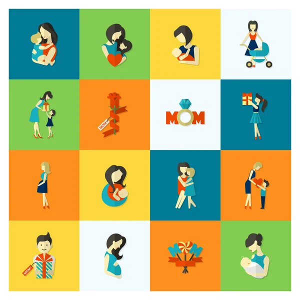 Feliz Día de las Madres Iconos — Vector de stock