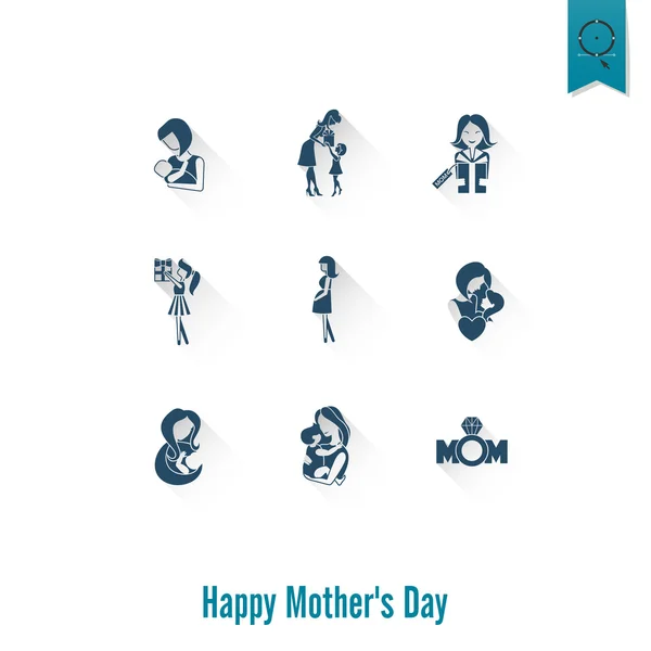 Happy Mothers Day Icons — Stock Vector