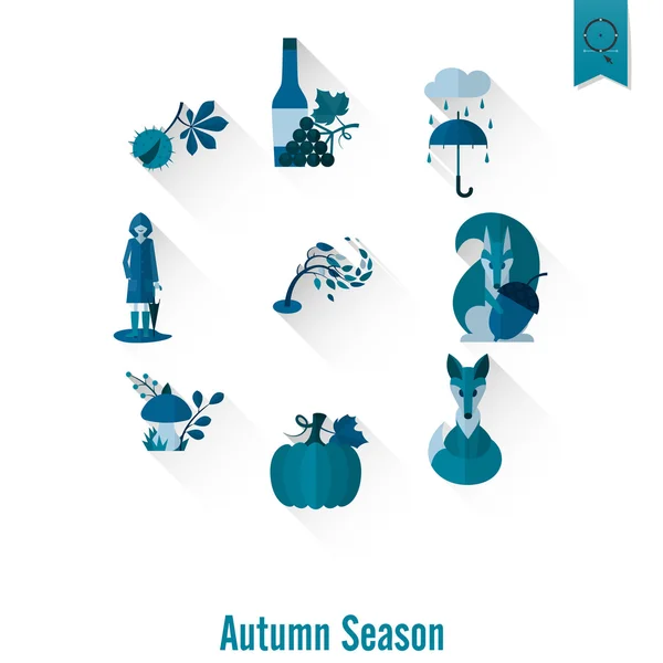 Set of Flat Autumn Icons — Stock Vector