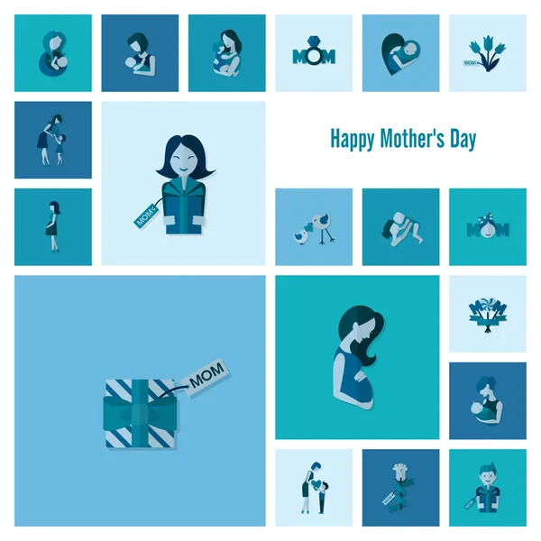 Happy Mothers Day Icônes — Image vectorielle