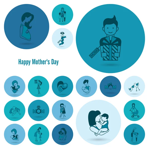 Glückliche Muttertags-Ikonen — Stockvektor