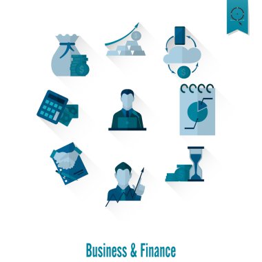 iş ve finans simgesi seti