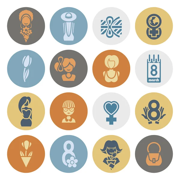 Womans Day Icon Set — Stock Vector