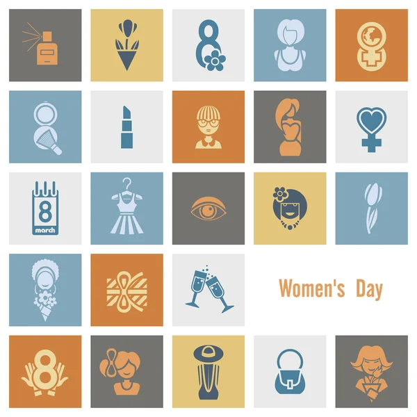 Conjunto de iconos del día de las mujeres — Vector de stock