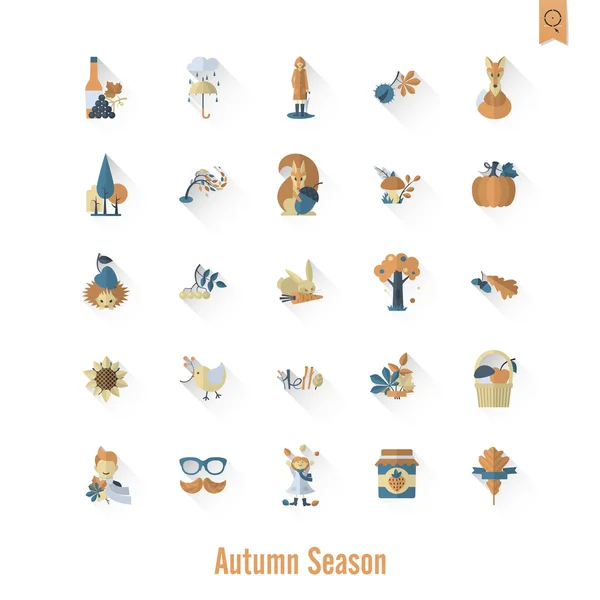 Set of Flat Autumn Icons — Stock Vector