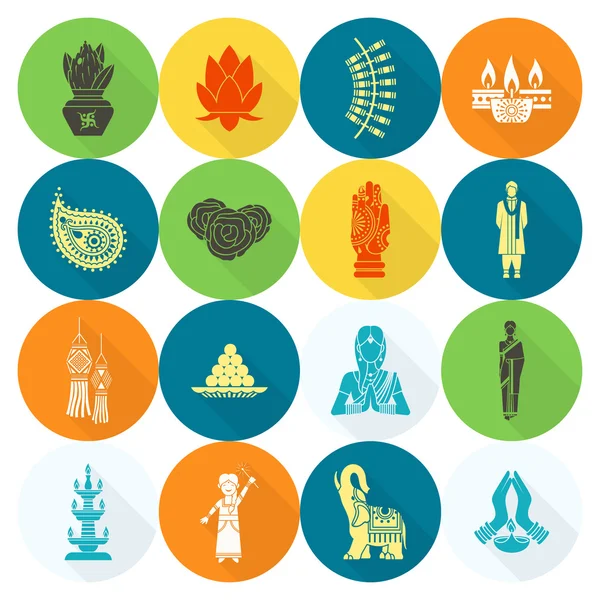 Diwali. Indiase Festival pictogrammen — Stockvector