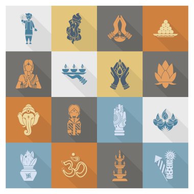 Diwali. Hint Festivali simgeler