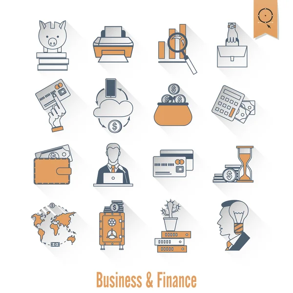 Conjunto de iconos de negocios y finanzas — Vector de stock