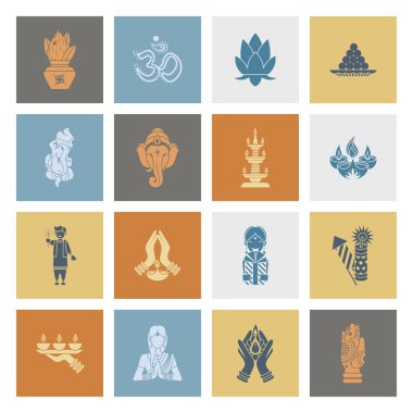 Diwali. Hint Festivali simgeler