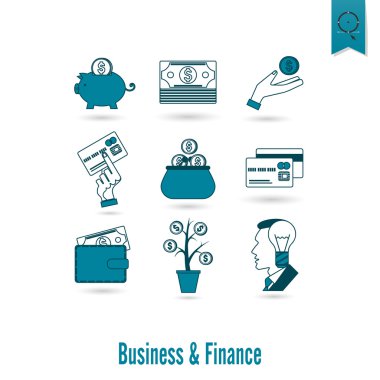 iş ve finans simgesi seti