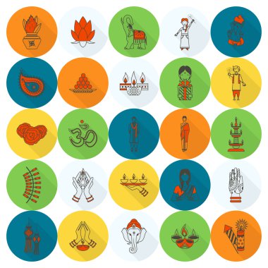 Diwali. Hint Festivali simgeler