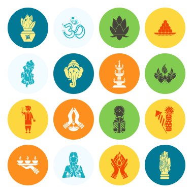Diwali. Hint Festivali simgeler
