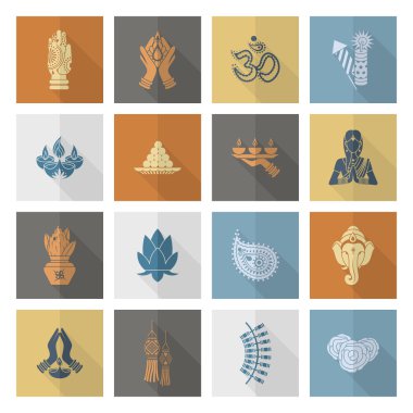 Diwali. Hint Festivali simgeler