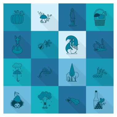 Düz sonbahar simgeler kümesi