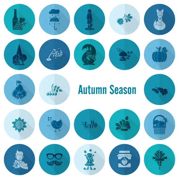 Set van plat herfst pictogrammen — Stockvector