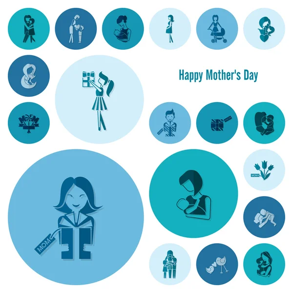 Happy Mothers Day Icônes — Image vectorielle