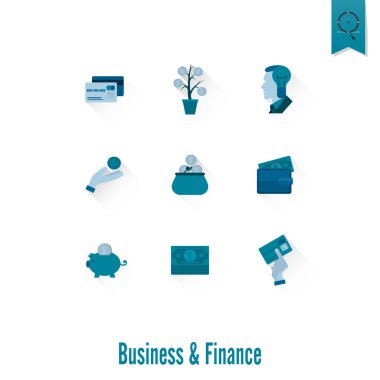 iş ve finans simgesi seti