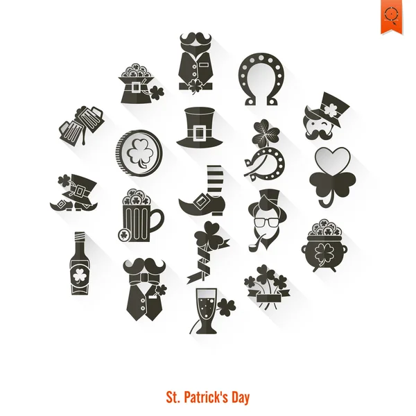 Ensemble d'icônes isolées de la Saint Patricks Day — Image vectorielle
